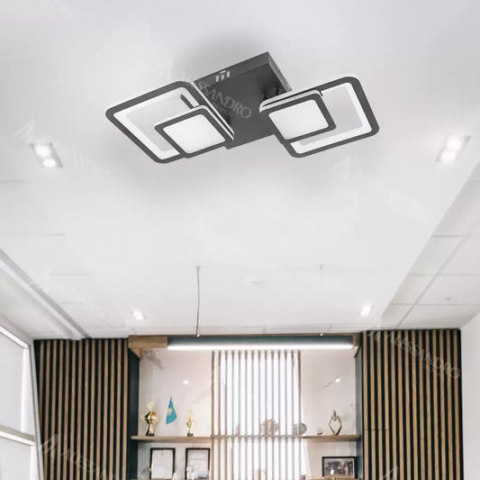 Πολυέλαιος LED με τηλεχειριστήριο BALANS 44W, 2 Τετράγωνα, Κρύο/Ζεστό/Ουδέτερο φως, Ρυθμιζόμενο, Μαύρο