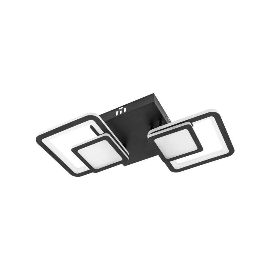 Πολυέλαιος LED με τηλεχειριστήριο BALANS 44W, 2 Τετράγωνα, Κρύο/Ζεστό/Ουδέτερο φως, Ρυθμιζόμενο, Μαύρο