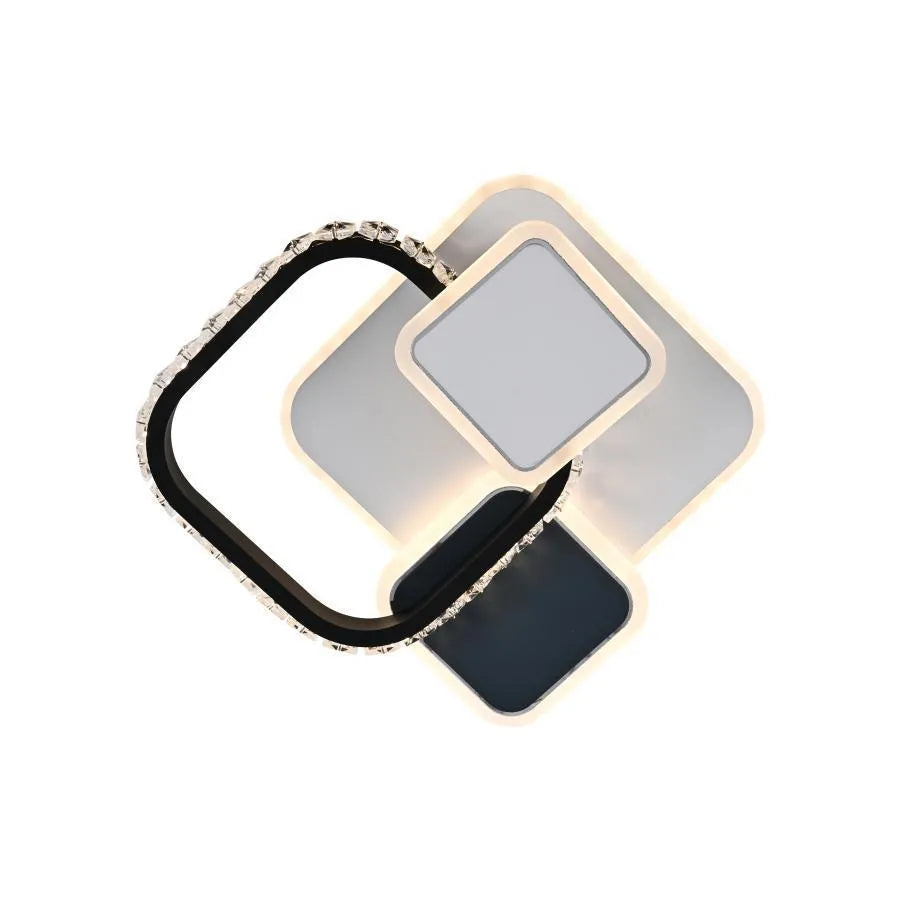 Κρυστάλλινος LED πολυέλαιος GELLA 48W, Τετράγωνο, Κρύο/Ζεστό/Ουδέτερο φως, Μαύρο Λευκό