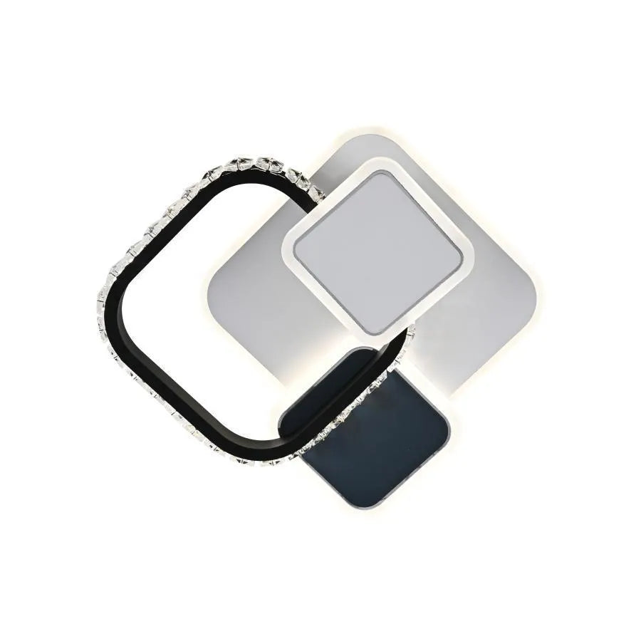 Κρυστάλλινος LED πολυέλαιος GELLA 48W, Τετράγωνο, Κρύο/Ζεστό/Ουδέτερο φως, Μαύρο Λευκό