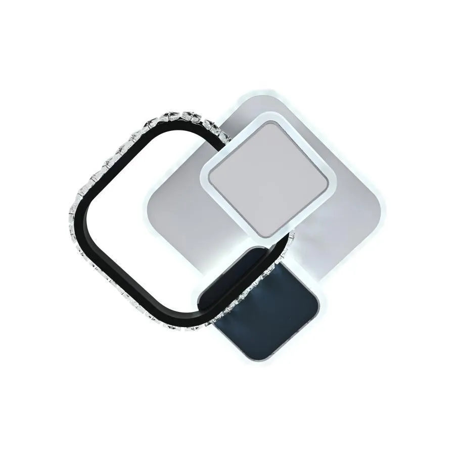 Κρυστάλλινος LED πολυέλαιος GELLA 48W, Τετράγωνο, Κρύο/Ζεστό/Ουδέτερο φως, Μαύρο Λευκό