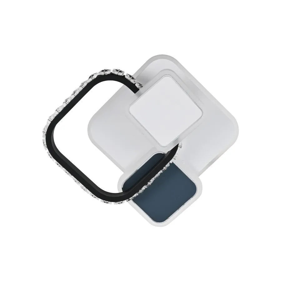 Κρυστάλλινος LED πολυέλαιος GELLA 48W, Τετράγωνο, Κρύο/Ζεστό/Ουδέτερο φως, Μαύρο Λευκό