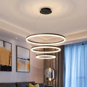 Κρεμαστός πολυέλαιος LED με τηλεχειριστήριο CASIANA 84W, 3 κύκλοι, Κρύο/Ζεστό/Ουδέτερο φως, Ρυθμιζόμενο, Μαύρο, Ρυθμιζόμενο ύψος