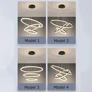 Κρεμαστός πολυέλαιος LED με τηλεχειριστήριο CASIANA 84W, 3 κύκλοι, Κρύο/Ζεστό/Ουδέτερο φως, Ρυθμιζόμενο, Μαύρο, Ρυθμιζόμενο ύψος