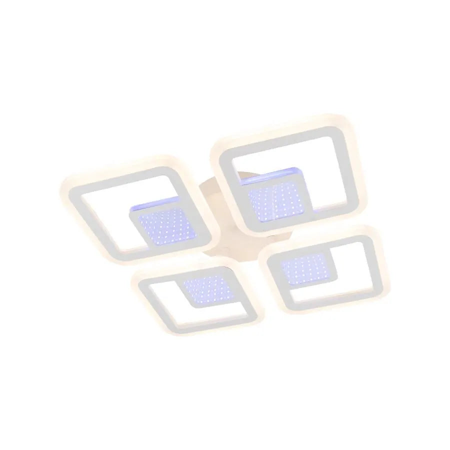 Πολυέλαιος LED με τηλεχειριστήριο CHAI 3D 104W, 4 τετράγωνα, κρύο/θερμό/ουδέτερο φως, ρυθμιζόμενο, λευκό