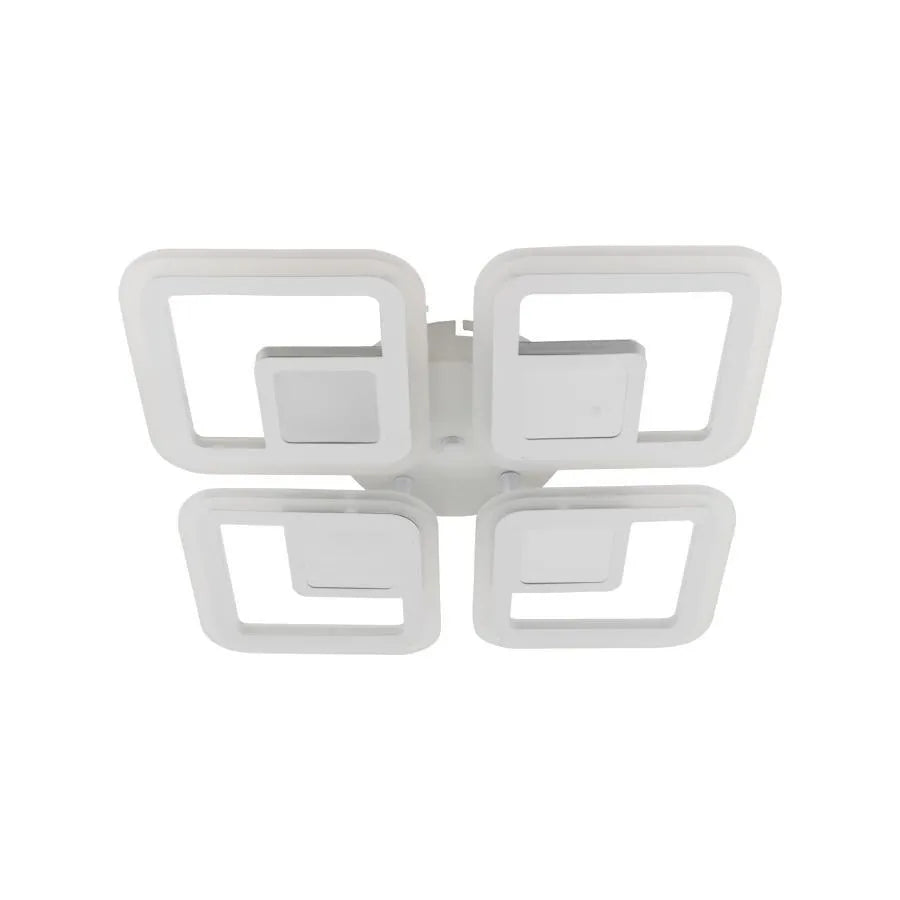 Πολυέλαιος LED με τηλεχειριστήριο CHAI 3D 104W, 4 τετράγωνα, κρύο/θερμό/ουδέτερο φως, ρυθμιζόμενο, λευκό