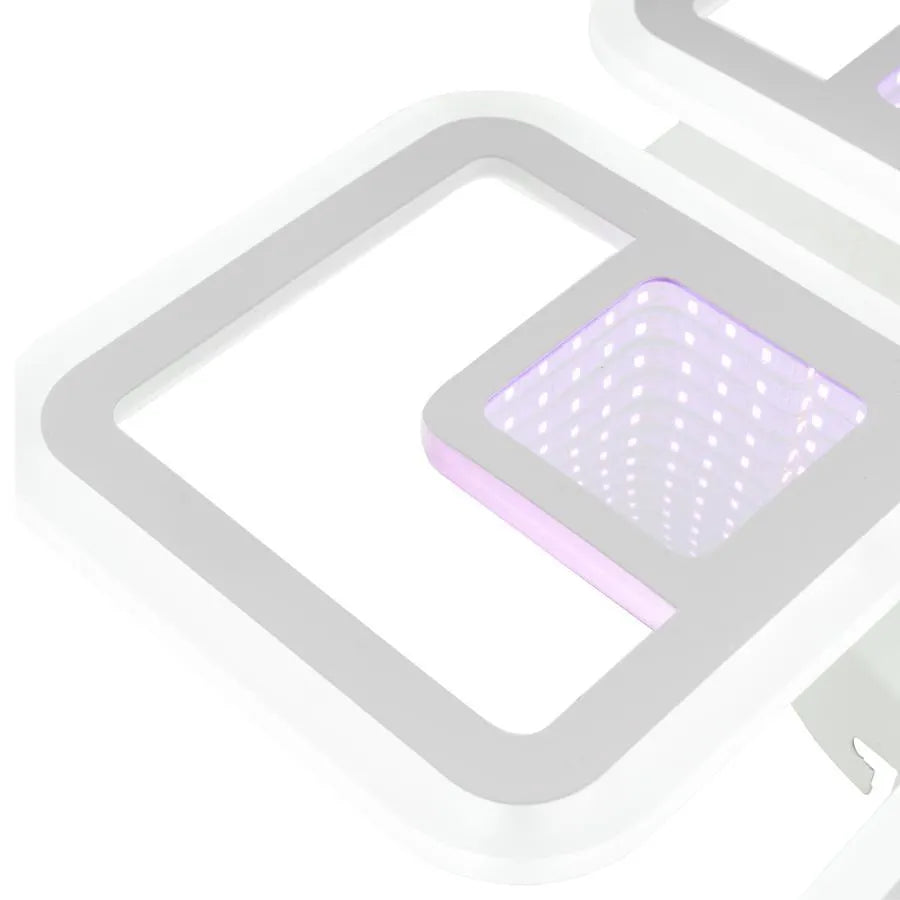 Πολυέλαιος LED με τηλεχειριστήριο CHAI 3D 104W, 4 τετράγωνα, κρύο/θερμό/ουδέτερο φως, ρυθμιζόμενο, λευκό
