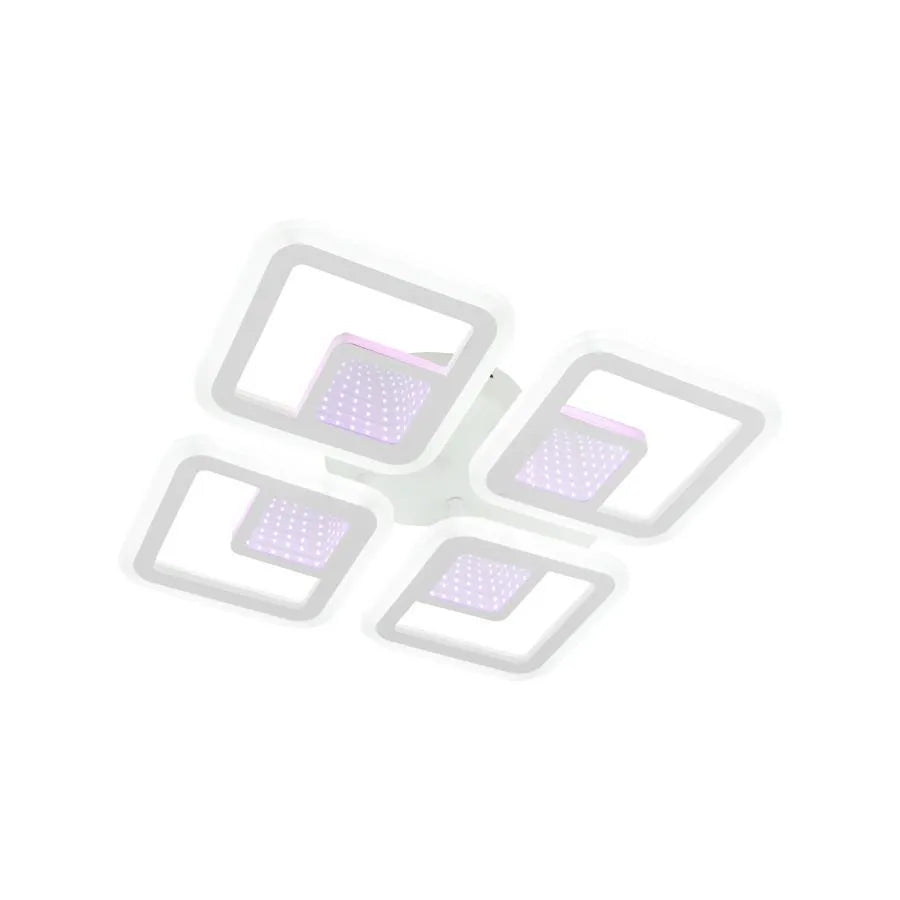 Πολυέλαιος LED με τηλεχειριστήριο CHAI 3D 104W, 4 τετράγωνα, κρύο/θερμό/ουδέτερο φως, ρυθμιζόμενο, λευκό