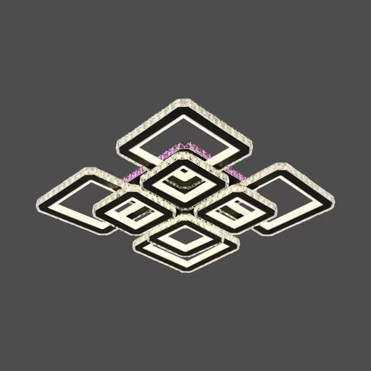 Πολυέλαιος LED με τηλεχειριστήριο και κρύσταλλο BLAKELY RGB 163W, 8 Τετράγωνα, Κρύο/Ζεστό/Ουδέτερο φως, Ρυθμιζόμενο, Μαύρο