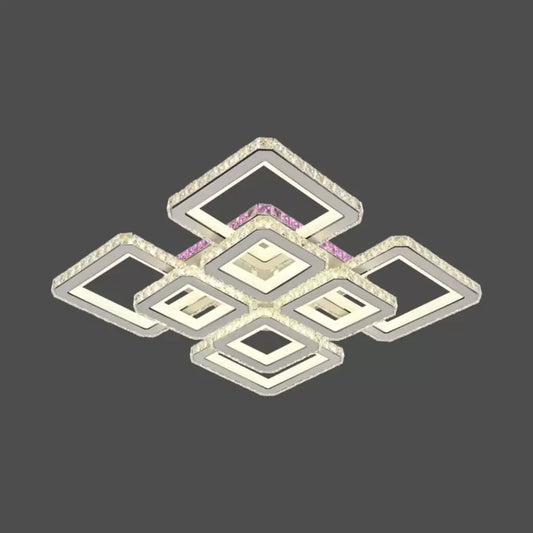 Πολυέλαιος LED με τηλεχειριστήριο και κρύσταλλο BLAKELY RGB 163W, 8 Τετράγωνα, Κρύο/Ζεστό/Ουδέτερο φως, Ρυθμιζόμενο, Λευκό