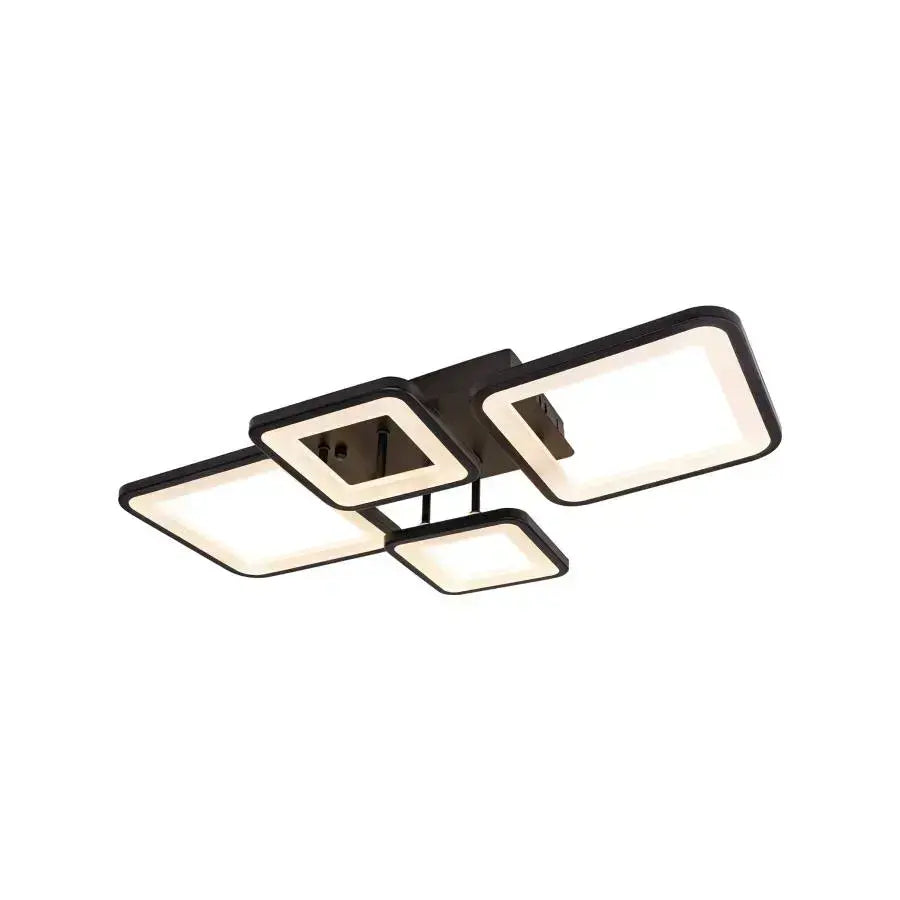 Πολυέλαιος LED με τηλεχειριστήριο ELLA 85W, 4 Τετράγωνα, Κρύο/Ζεστό/Ουδέτερο φως, Ρυθμιζόμενο, Μαύρο