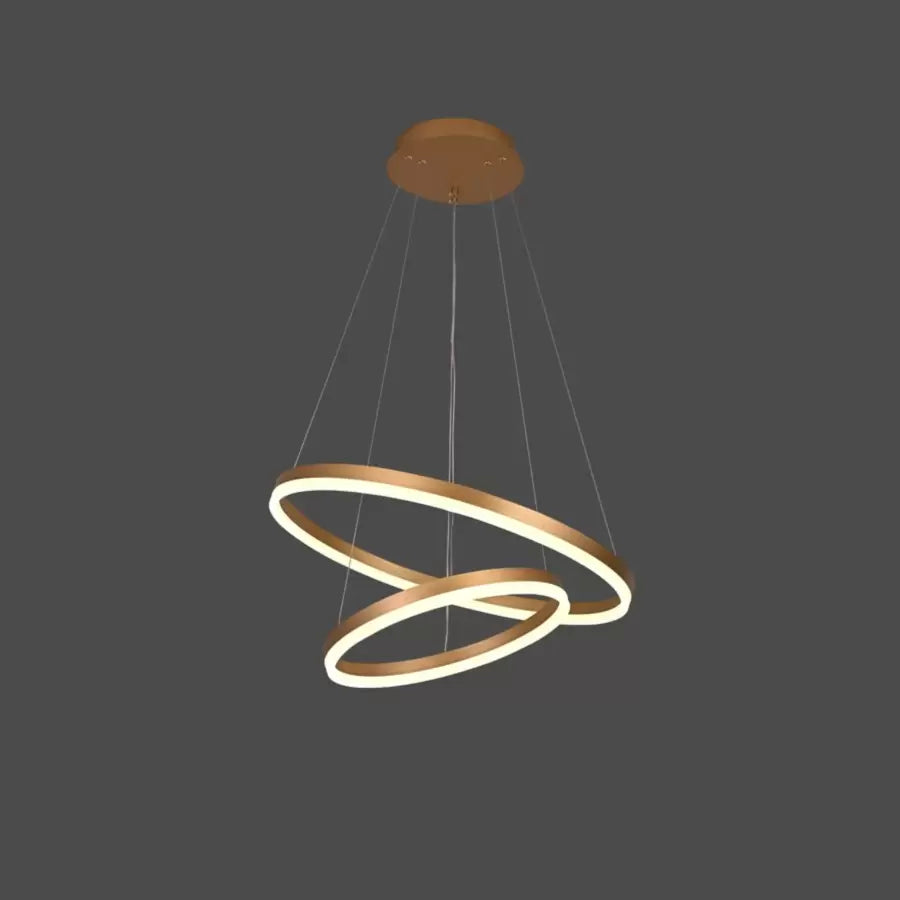 Κρεμαστός πολυέλαιος LED με τηλεχειριστήριο CHRISTINE, 42W, 2 κύκλοι, κρύο/θερμό/ουδέτερο φως, ρυθμιζόμενο, γυαλιστερό χρυσό, ρυθμιζόμενο ύψος