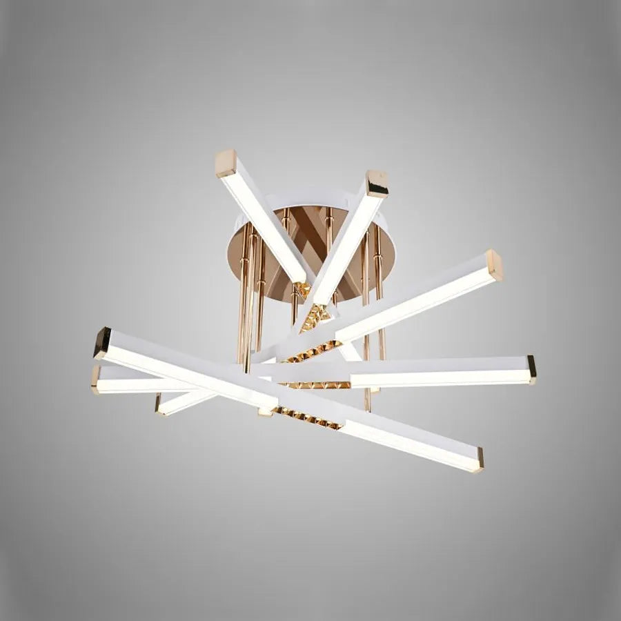 Πολυέλαιος LED με τηλεχειριστήριο CORA 120W, 5 Στοιχεία, Γραμμικό, Κρύο/Ζεστό/Ουδέτερο φως, Ρυθμιζόμενο, Γυαλιστερό χρυσό