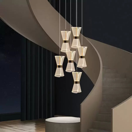 Κρεμαστός πολυέλαιος LED με τηλεχειριστήριο JEROME 38W, 6 Στοιχεία, Κρύο/Ζεστό/Ουδέτερο φως, Ρυθμιζόμενο, Χρυσό, Ρυθμιζόμενο ύψος