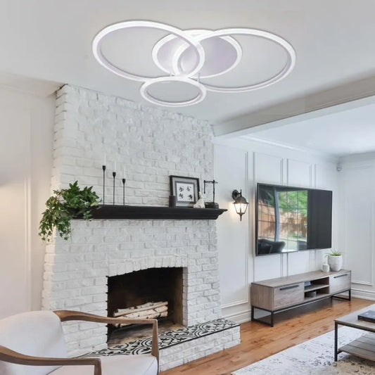 Πολυέλαιος LED με τηλεχειριστήριο LUCY 70W, 4 κύκλοι, κρύο/θερμό/ουδέτερο φως, ρυθμιζόμενο, λευκό