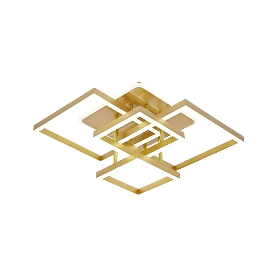 Πολυέλαιος LED με τηλεχειριστήριο LELAHEL 190W, 4 Τετράγωνα, Κρύο/Ζεστό/Ουδέτερο φως, Ρυθμιζόμενο, Χρυσό