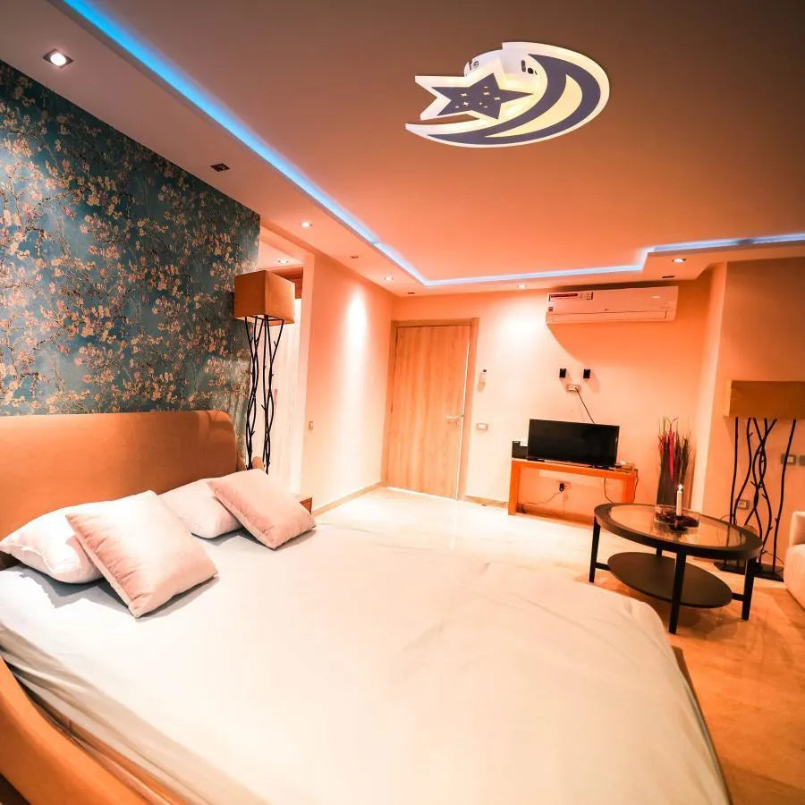 Πολυέλαιος LED ELLY 36W, Φεγγάρι και αστέρι, Κρύο/Ζεστό/Ουδέτερο φως, Καφέ