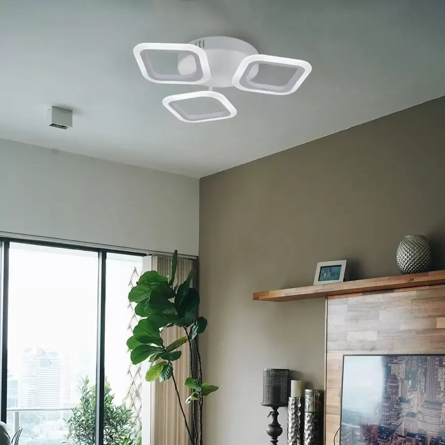 Πολυέλαιος LED ERIKA 24W, 3 Τετράγωνα, Ουδέτερο φως, Λευκό