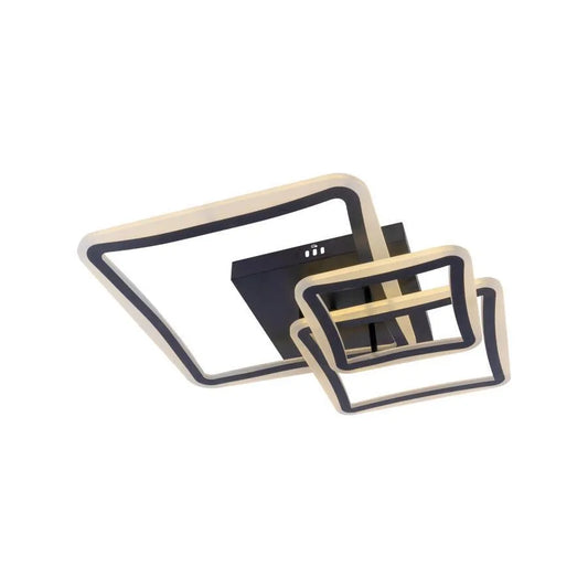 Πολυέλαιος LED με τηλεχειριστήριο FARYDA 120W, 3 Τετράγωνα, Κρύο/Ζεστό/Ουδέτερο φως, Ρυθμιζόμενο, Μαύρο