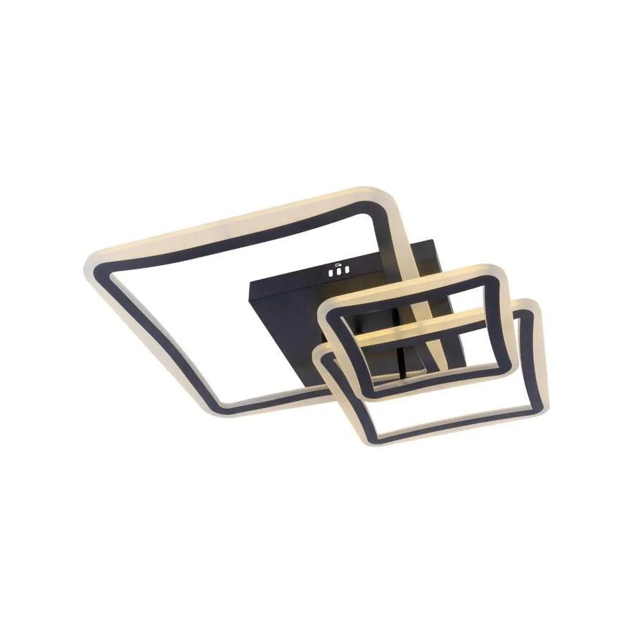 Πολυέλαιος LED με τηλεχειριστήριο FARYDA 120W, 3 Τετράγωνα, Κρύο/Ζεστό/Ουδέτερο φως, Ρυθμιζόμενο, Μαύρο