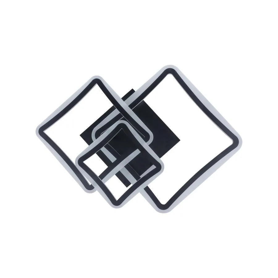 Πολυέλαιος LED με τηλεχειριστήριο FARYDA 120W, 3 Τετράγωνα, Κρύο/Ζεστό/Ουδέτερο φως, Ρυθμιζόμενο, Μαύρο