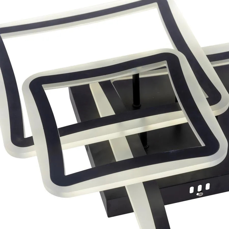 Πολυέλαιος LED με τηλεχειριστήριο FARYDA 120W, 3 Τετράγωνα, Κρύο/Ζεστό/Ουδέτερο φως, Ρυθμιζόμενο, Μαύρο