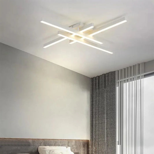 Πολυέλαιος LED με τηλεχειριστήριο MORA 80W, 4 Στοιχείων, Γραμμικό, Κρύο/Ζεστό/Ουδέτερο φως, Ρυθμιζόμενο, Λευκό