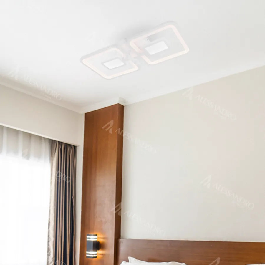 LED Lust με τηλεχειριστήριο, Felix, 2 τετράγωνα, 77W, κρύο/ζεστό/ουδέτερο φως, ασταθές, λευκό