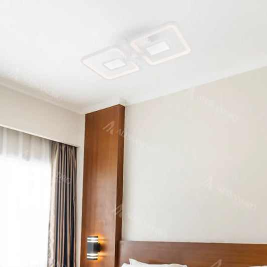 Πολυέλαιος LED με τηλεχειριστήριο FELIX 57W, 2 Τετράγωνα, Κρύο/Ζεστό/Ουδέτερο φως, Ρυθμιζόμενο, Λευκό