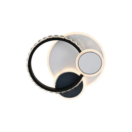 Κρυστάλλινος πολυέλαιος LED GELLA 48W, Στρογγυλός, Κρύο/Ζεστό/Ουδέτερο φως, Μαύρο Λευκό