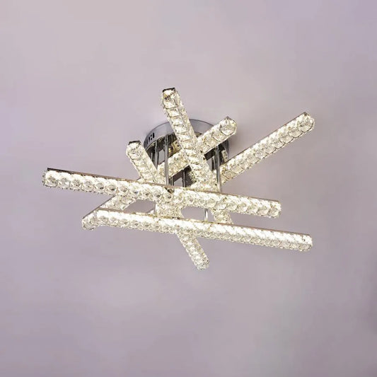 Πολυέλαιος LED με τηλεχειριστήριο και κρύσταλλο GRACIANA 168W, Γραμμικό, Κρύο/Ζεστό/Ουδέτερο φως, Ρυθμιζόμενο, Γυαλιστερό Chrome