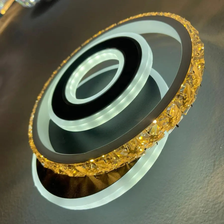 Πολυέλαιος Crystal LED, Inara, 40W, Κρύο/Ζεστό/Ουδέτερο φως, Μαύρο