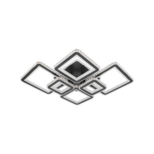 Πολυέλαιος LED με τηλεχειριστήριο και κρύσταλλο QUADRIS RGB 330W, 6 Τετράγωνα, Κρύο/Ζεστό/Ουδέτερο φως, Ρυθμιζόμενο, Μαύρο