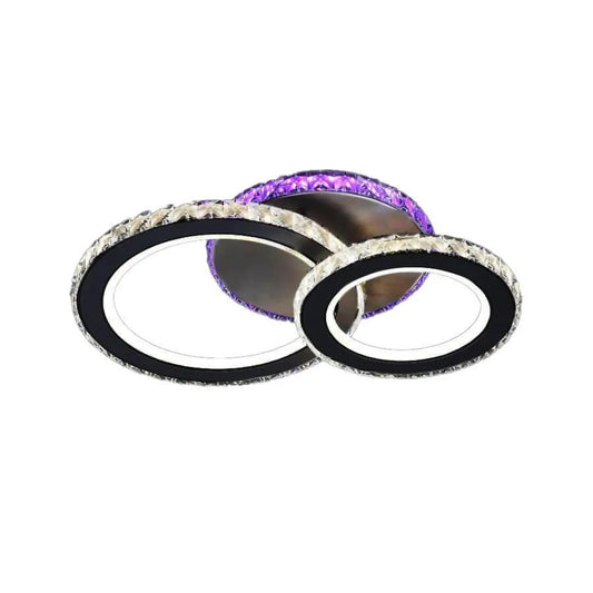 Πολυέλαιος LED με τηλεχειριστήριο και κρύσταλλο ZAFINA RGB 106W, 2 Κύκλοι, Κρύο/Ζεστό/Ουδέτερο φως, Ρυθμιζόμενο, Μαύρο