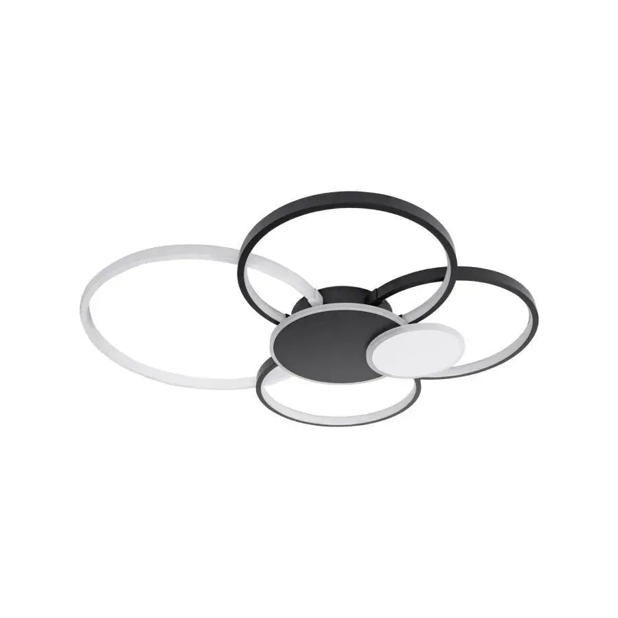 Πολυέλαιος LED με τηλεχειριστήριο KILLIAN 74W, 6 Κύκλοι, Κρύο/Ζεστό/Ουδέτερο φως, Ρυθμιζόμενο, Μαύρο Λευκό