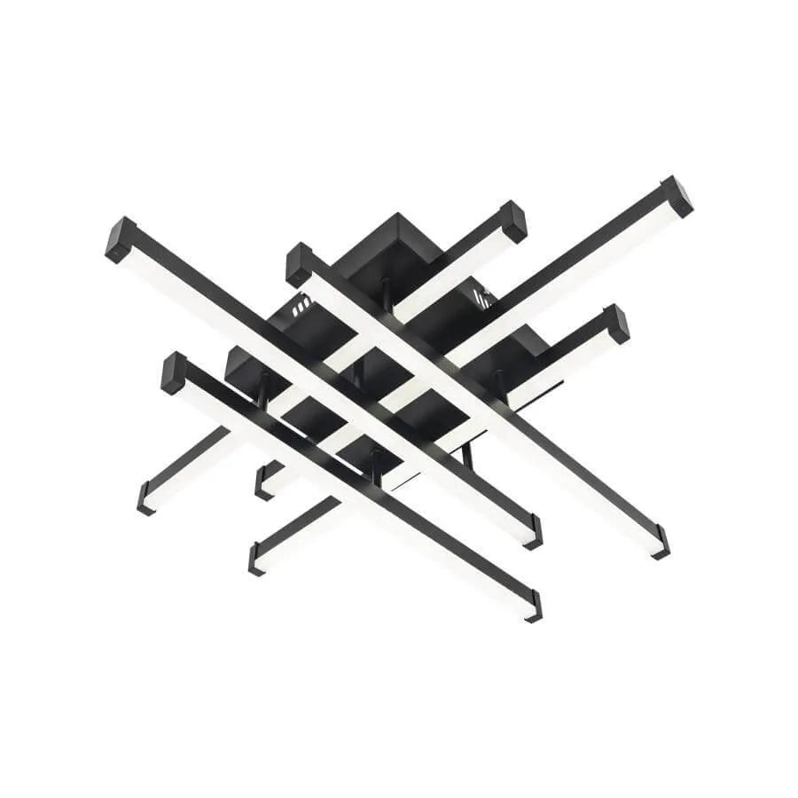 Πολυέλαιος LED με τηλεχειριστήριο MORA 120W, 6 Στοιχείων, Γραμμικό, Κρύο/Ζεστό/Ουδέτερο φως, Ρυθμιζόμενο, Μαύρο