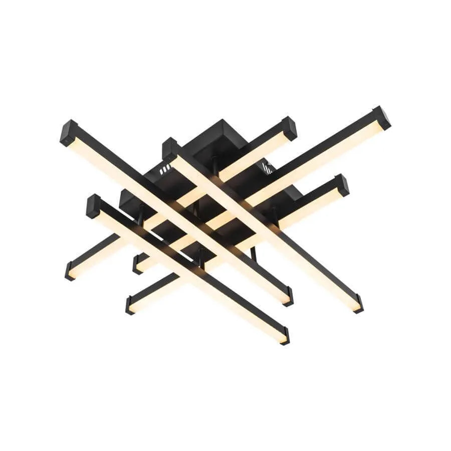 Πολυέλαιος LED με τηλεχειριστήριο MORA 120W, 6 Στοιχείων, Γραμμικό, Κρύο/Ζεστό/Ουδέτερο φως, Ρυθμιζόμενο, Μαύρο