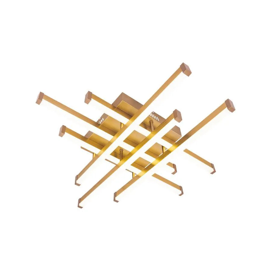 Πολυέλαιος LED με τηλεχειριστήριο MORA 120W, 6 Στοιχείων, Γραμμικό, Κρύο/Ζεστό/Ουδέτερο φως, Ρυθμιζόμενο, Γυαλιστερό χρυσό