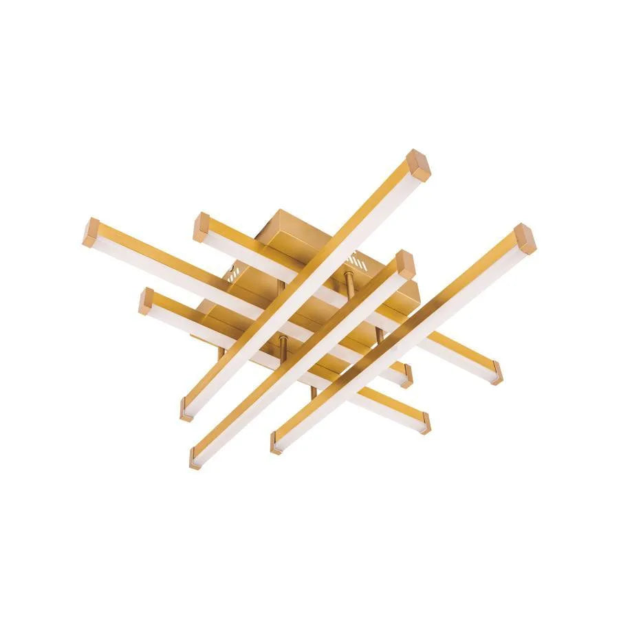 Πολυέλαιος LED με τηλεχειριστήριο MORA 120W, 6 Στοιχείων, Γραμμικό, Κρύο/Ζεστό/Ουδέτερο φως, Ρυθμιζόμενο, Γυαλιστερό χρυσό