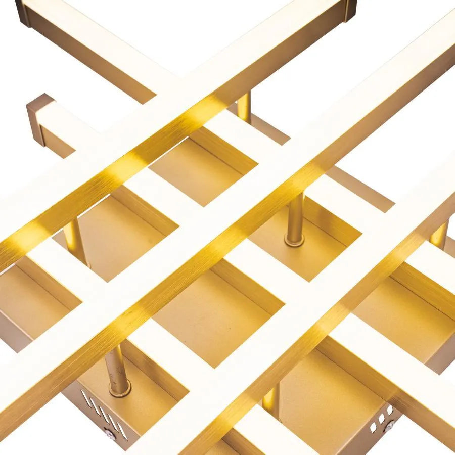 Πολυέλαιος LED με τηλεχειριστήριο MORA 120W, 6 Στοιχείων, Γραμμικό, Κρύο/Ζεστό/Ουδέτερο φως, Ρυθμιζόμενο, Γυαλιστερό χρυσό