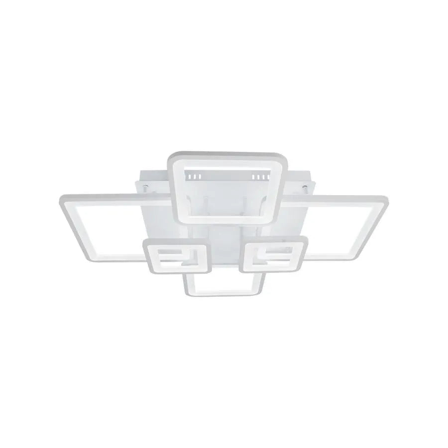 Πολυέλαιος LED με τηλεχειριστήριο ELLA 124W, 6 Τετράγωνα, Κρύο/Ζεστό/Ουδέτερο φως, Ρυθμιζόμενο, Λευκό