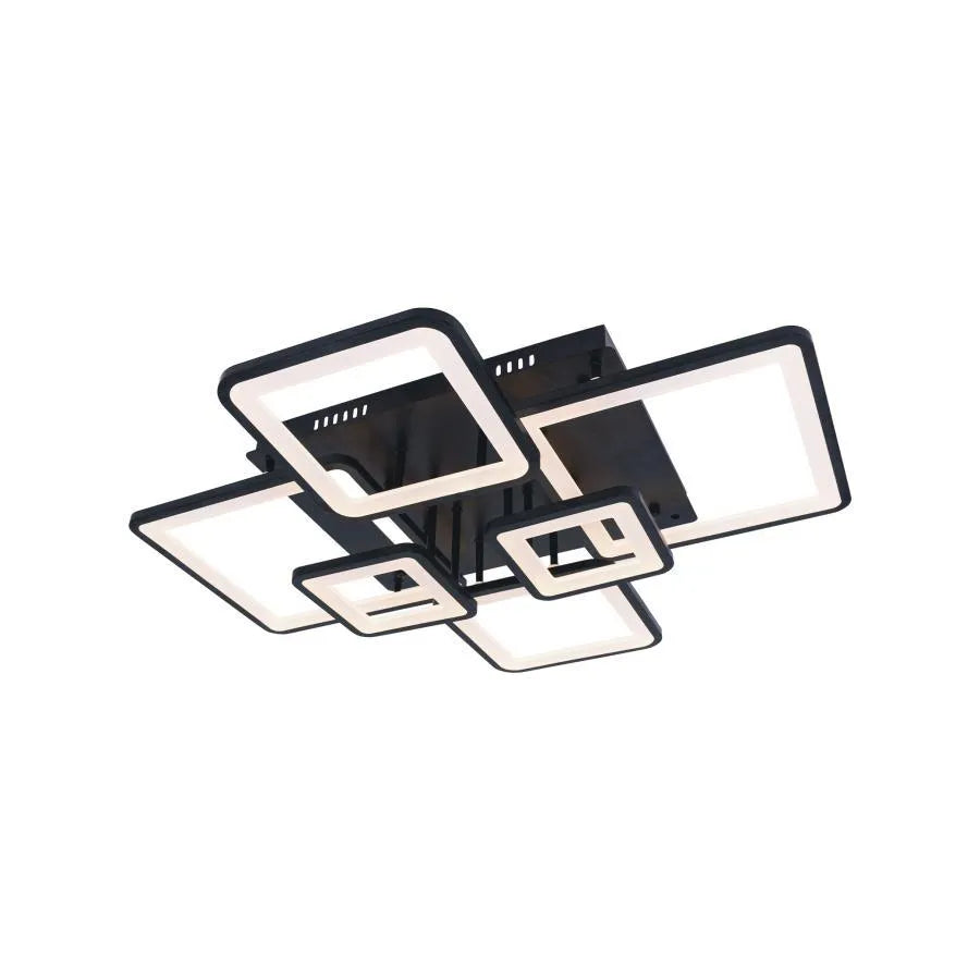 Πολυέλαιος LED με τηλεχειριστήριο ELLA 124W, 6 Τετράγωνα, Κρύο/Ζεστό/Ουδέτερο φως, Ρυθμιζόμενο, Μαύρο