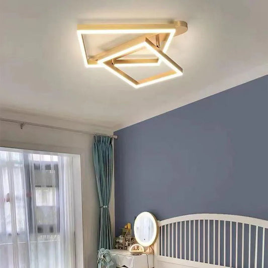 Πολυέλαιος LED με τηλεχειριστήριο PAPINI 112W, 2 τετράγωνα, κρύο/ζεστό/ουδέτερο φως, ρυθμιζόμενο, γυαλιστερό χρυσό