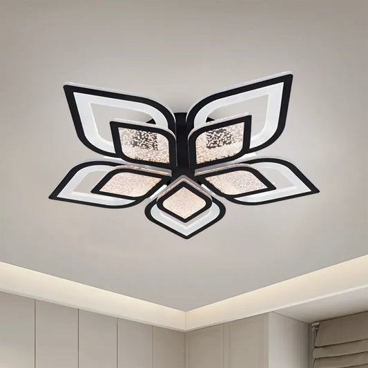 Πολυέλαιος LED με τηλεχειριστήριο DALIA 170W, 5 πέταλα, Κρύο/Ζεστό/Ουδέτερο φως, Ρυθμιζόμενο, Μαύρο