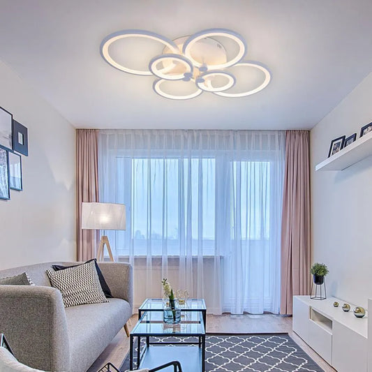 Πολυέλαιος LED με τηλεχειριστήριο ALANI 168W, 6 Κύκλοι, Κρύο/Ζεστό/Ουδέτερο φως, Ρυθμιζόμενο, Λευκό