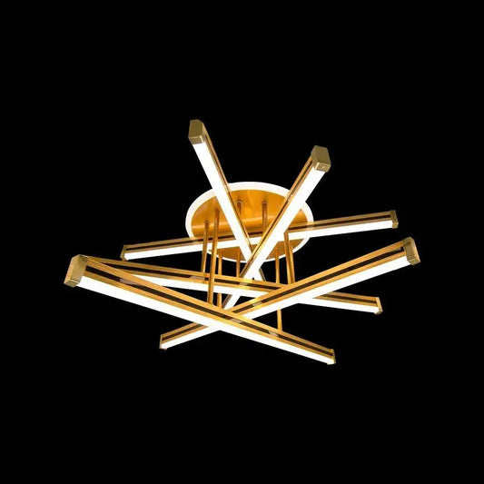 Πολυέλαιος LED με τηλεχειριστήριο ARICI 90W, 6 Στοιχεία, Γραμμικό, Ψυχρό/Ζεστό/Ουδέτερο φως, Ρυθμιζόμενο, Λευκός Χρυσός