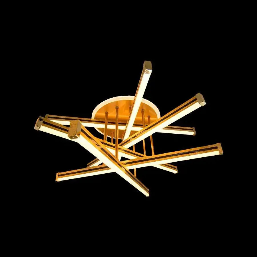 Πολυέλαιος LED με τηλεχειριστήριο ARICI 90W, 6 Στοιχεία, Γραμμικό, Ψυχρό/Ζεστό/Ουδέτερο φως, Ρυθμιζόμενο, Λευκός Χρυσός