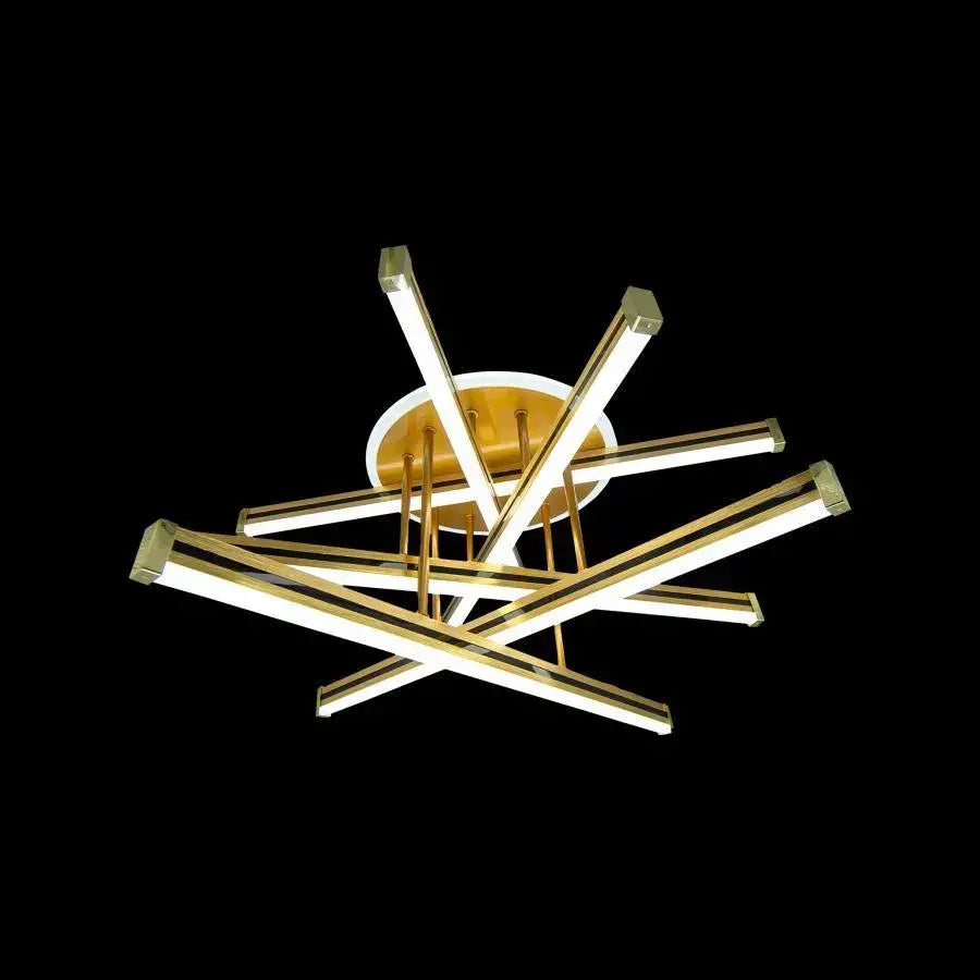 Πολυέλαιος LED με τηλεχειριστήριο ARICI 90W, 6 Στοιχεία, Γραμμικό, Ψυχρό/Ζεστό/Ουδέτερο φως, Ρυθμιζόμενο, Λευκός Χρυσός