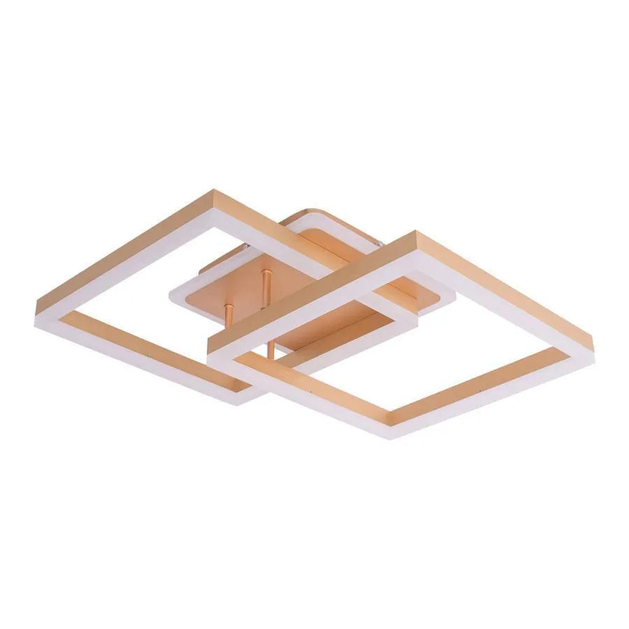 Πολυέλαιος LED με τηλεχειριστήριο ARWEN 142W, 2 τετράγωνα, κρύο/θερμό/ουδέτερο φως, ρυθμιζόμενο, χρυσό
