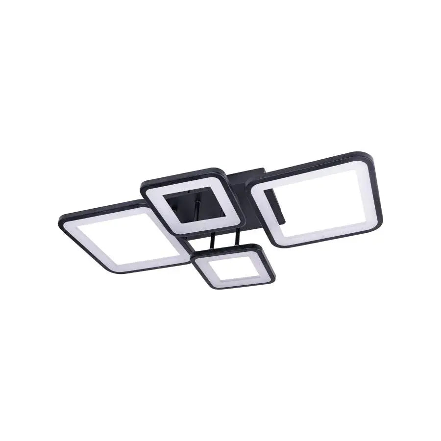 Πολυέλαιος LED με τηλεχειριστήριο ELLA 85W, 4 Τετράγωνα, Κρύο/Ζεστό/Ουδέτερο φως, Ρυθμιζόμενο, Μαύρο